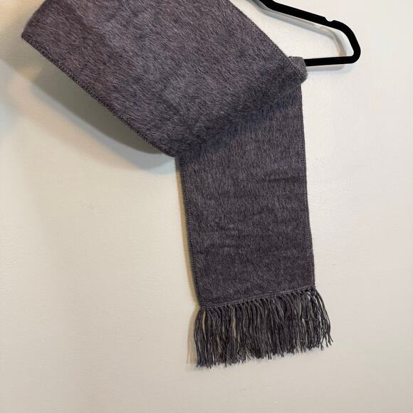 Alpaca Camargo Scarf Gray Long Solid Wool Fringed Neck Scarf Soft Cozy Warm - Picture 6 of 9